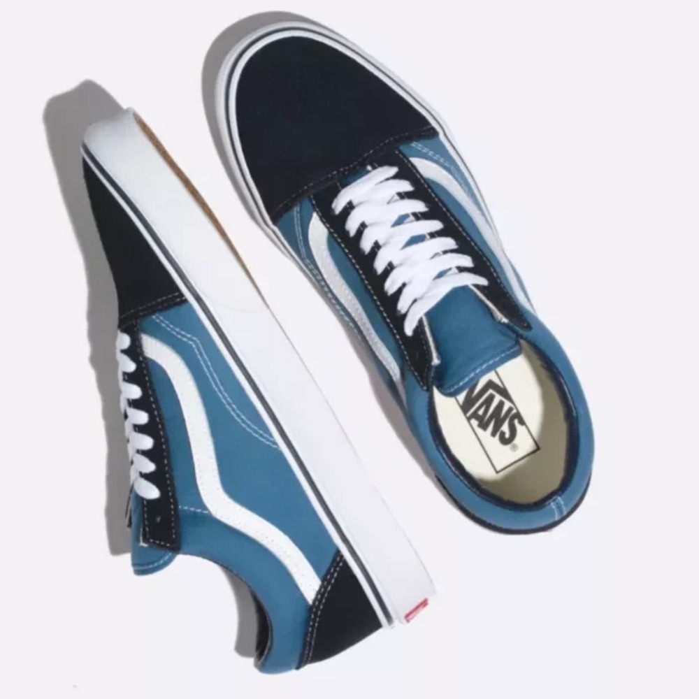 Vans Old Skool Navy Black White Skate Sneakers VN000D3HNVY Mens 9.5 Womens 11